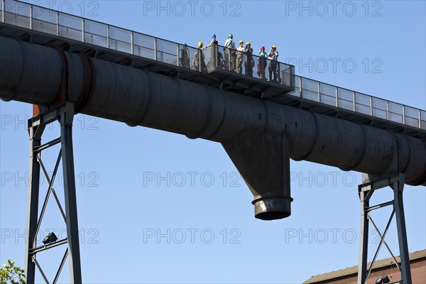 Group on the skywalk of the former Phoenix West industrial plant, Dortmund, Ruhr area, North Rhine-Westphalia, Germany, Europe