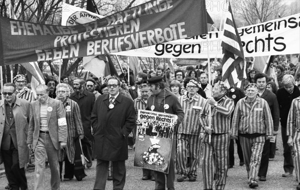 The party congress of the National Democratic Party of Germany (NPD) triggered protests against neo-Nazism, fascism and war on 08.12.1979 in Ketsch, Germany, Europe