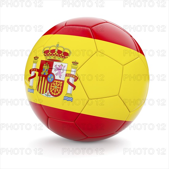 3d rendering of Spain soccer football ball with Spanish flag isolated on white background