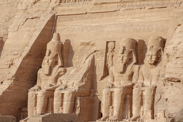 Statues Pharaoh Ramses II Rock Temple Abu Simbel, Egypt, Africa