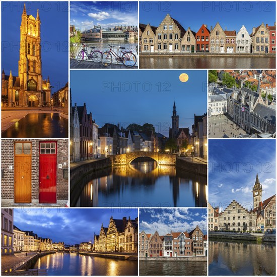 Mosaic collage storyboard of Belgium tourist views travel images