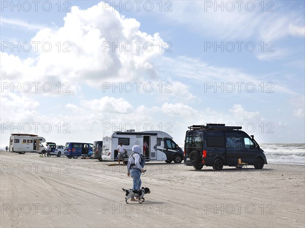 Motorhomes on the beach, Vejers, Denmark, 17.07.2023, Europe