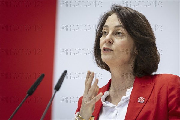 Katarina Barley, SPD lead candidate for the European elections, at a press conference in Berlin, 12 March 2024