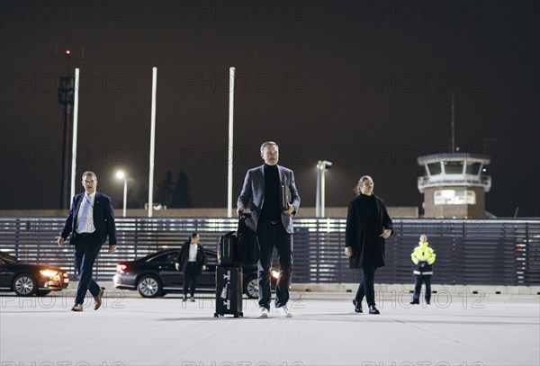 Christian Lindner (FDP), Federal Minister of Finance, photographed while boarding an aircraft of the Bundeswehr Air Force, on the occasion of the trip of Federal Minister of Finance Christian Lindner to Sao Paulo, Brazil for the meeting of the G7 finance ministers and central bank governors, at BER Airport in Berlin, 27 February 2024. Photographed on behalf of the Federal Ministry of Finance (BMF)