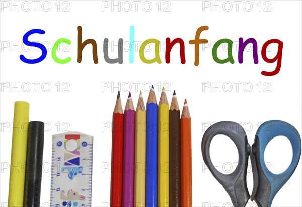 Symbolic image for the start of the new school year with German text