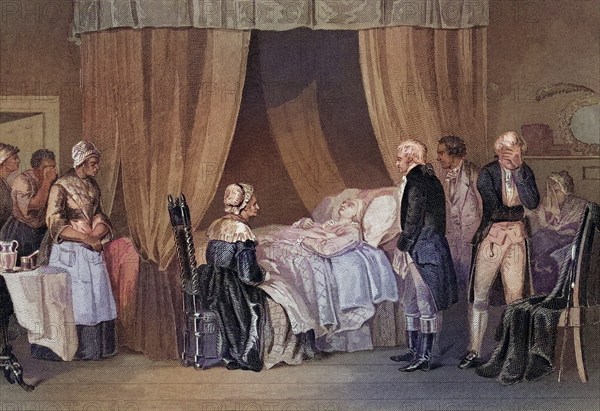 Death of Washington December 1799, George Washington, 1732-1799, First President of the United States, After a 19th century print by J Rogers after Chapin, Historic, digitally restored reproduction from a 19th century original, Record date not stated