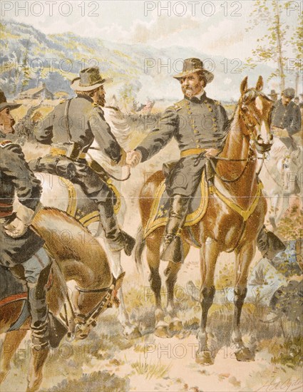 General George H. Thomas at the Battle of Chickamauga on 20 September 1863, USA, Historical, digitally restored reproduction from a 19th century original, Record date not stated, North America