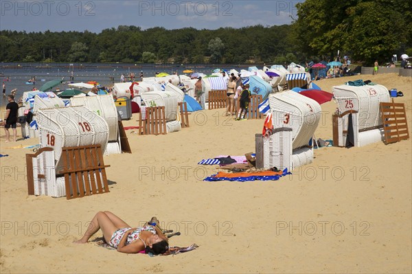 Seebad Haltern, also known as Seebad Haltern am See on the shores of the Haltern reservoir, Ruhr area, North Rhine-Westphalia, Germany, Europe