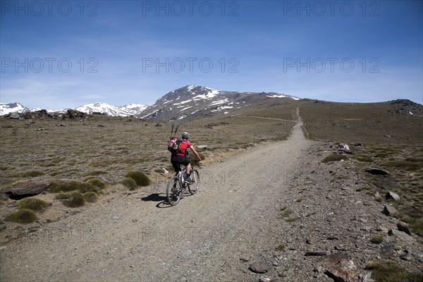 Cycling in the Sierra Nevada Mountains in the High Alpujarras, near Capileira, Granada Province, Spain, Europe