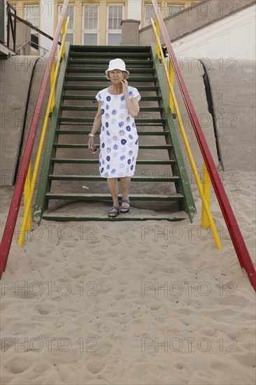 Elderly tourist on the island of Borkum, 21.07.2024