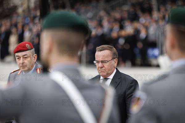 (R-L) Boris Pistorius, Federal Minister of Defence, and Carsten Breuer, Inspector General of the Bundeswehr, pictured during a final appeal of the Bundeswehr missions MINUSMA and EUTM Mali at the Federal Ministry of Defence in Berlin, 22.02.2024