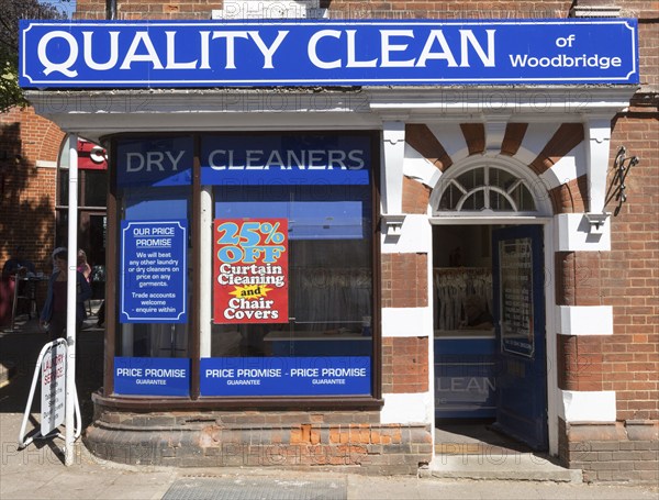 Quality Clean dry cleaners shop, Woodbridge, Suffolk, England, UK