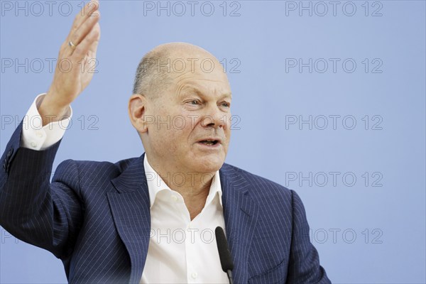 Olaf Scholz (SPD), Federal Chancellor, on his way to the Federal Press Conference, bpk, Federal Press Conference, Berlin, 24 July 2024