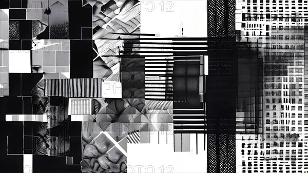 AI generated illustration of a whimsically modern and antiquated fusion collage with monochrome archival images