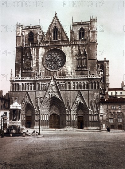 Lyon. Eglise St Jean, France, c. 1890, Historic, digitally restored reproduction from a 19th century original, Europe