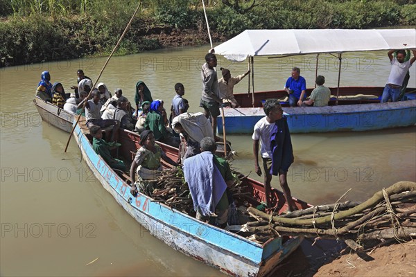 Ahamra region, at the boat landing stage to the waterfalls of the Blue Nile, in the highlands of Abyssinia, Blue Nile, Tis Issat waterfall, Ethiopia, Africa