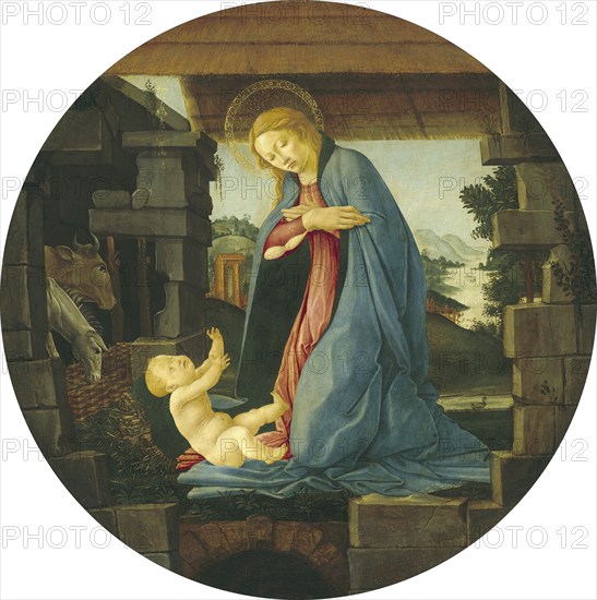 Die Jungfrau, die das Kind anbetet (1480-1490), The Virgin Adoring the Child, Painting by Sandro Botticelli (1 March 1445, 1510), one of the most important Italian painters and draughtsmen of the early Renaissance, Historic, digitally restored reproduction from an original, Record date not stated