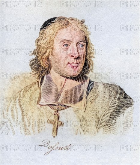 Jacques Benigne Bossuet 1627-1704 Bishop of Meaux French theologian, court preacher and famous pulpit orator From the book Crabbs Historical Dictionary, published 1825, Historical, digitally restored reproduction from a 19th century original, Record date not stated