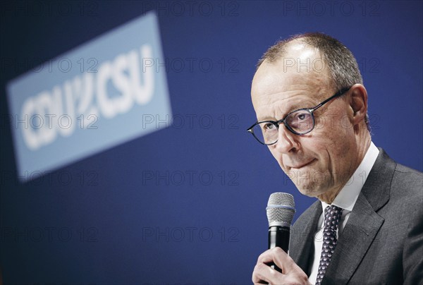 Friedrich Merz, Chairman of the CDU/CSU parliamentary group in the German Bundestag, recorded at the event, Wir hören zu | Gipfel der CDU/CSU-Fraktion I Wirtschaftswende für Deutschland at the German Bundestag in Berlin, 1 February 2024