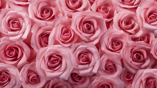 Valentine day background of close-up view of a beautiful mix of pink roses, symbolizing love and affection, perfect for Valentine's Day celebrations, AI generated