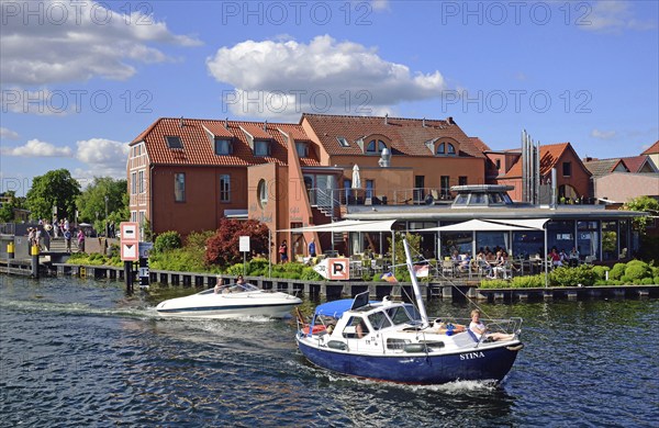 Europe, Germany, Mecklenburg-Western Pomerania, island town of Malchow, Lake Malchow, at the swing bridge, Malchow, Mecklenburg-Western Pomerania, Germany, Europe