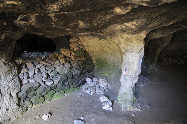 Medieval cave dwellings homes Ghar il-Kbir, Dingli, Malta, Europe