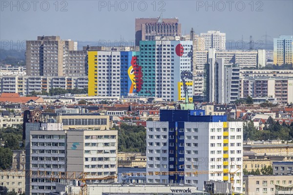 East Berlin with prefabricated buildings. View from the panorama point Kollhoff-Tower at Potsdamer Platz, city view. Berlin, Germany, Europe