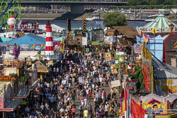 The Rhine Fair in Düsseldorf, in the Rhine meadows in the Oberkassel district, on the Rhine, North Rhine-Westphalia, Germany, Europe