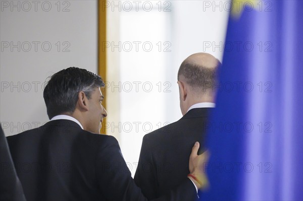 Olaf Scholz (SPD), Federal Chancellor, receives Rishi Sunak, Prime Minister of the United Kingdom of Great Britain and Northern Ireland, in the Chancellery. Berlin, 24.04.2024