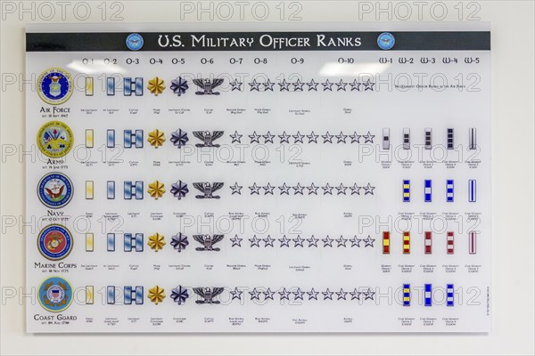 Chart showing US Military officer rank information