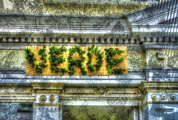 VERDE lettering, Verde, letters, lettering design, shop front, artistic photography, alienation, card motif, creative photography, Reutlingen, Baden-Württemberg, Germany, Europe