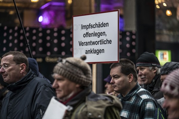 Demo by the group North Rhine-Westphalia Erwacht, a mixture of anti-vaccination activists, lateral thinkers, right-wing radicals, conspiracy theorists, nationalists, Essen, North Rhine-Westphalia, Germany, Europe