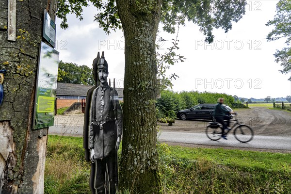 The so-called Green Border, at the former border crossing Grenzweg near Straelen-Kastanienburg and NL Velden, between Germany and the Netherlands, adventure trail for children, the Smugglers' Trail, North Rhine-Westphalia, Germany, Europe