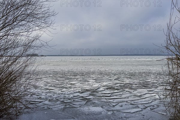 Ice floes, ice, frozen, ice surface, floes, winter, season, nature, water, Lake Dümmer, northern Germany, tourism