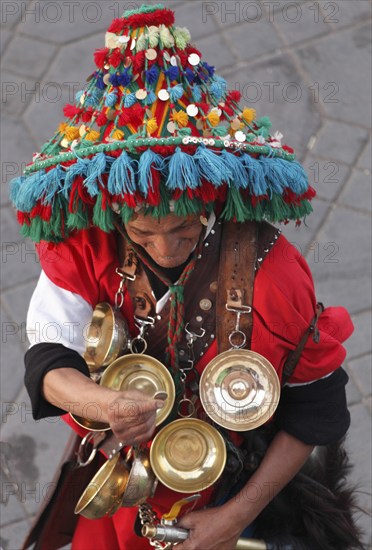 Water vendor on the Djemaa el Fna, Marrakech, Morocco, Africa