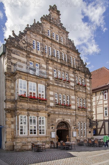 Pied Piper's House on Osterstrasse in the Old Town, Hamelin, Upper Weser, Weser, Weserbergland, German Fairytale Route, Lower Saxony, Germany, Europe