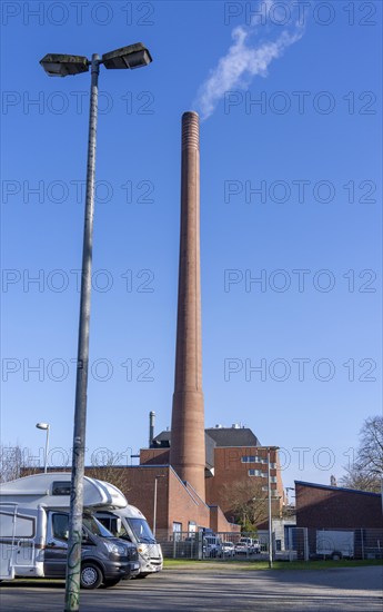 The Igony heating plant in Essen-Rüttenscheid, a district heating plant fuelled by natural gas, which supplies the Essen University Hospital, the Alfried Krupp Hospital and residential buildings with district heating all year round, North Rhine-Westphalia, Germany, Europe