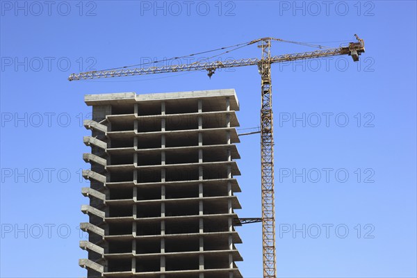 Addis Ababa, city centre, shell and crane, high-rise building, office building, Ethiopia, Africa