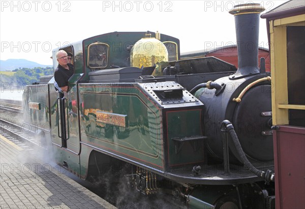 Steam trains of Ffestiniog railway, Porthmadog station, Gwynedd, north west Wales, UK