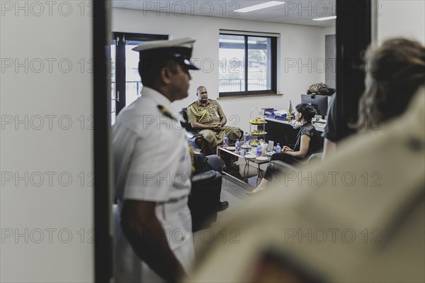 (R-L) Annalena Bärbock (Bündnis 90/Die Grünen), Federal Foreign Minister, and Brigadier General Manoa Gadai, Commander of the Fijian Armed Forces Blackrock Peacekeeping and Humanitarian Assistance and Disaster Relief Camp, during a visit to the Fijian Armed Forces Blackrock Peacekeeping and Humanitarian Assistance and Disaster Relief Camp base in Nadi, 07/05/2024.05.2024. Bärbock is travelling to Australia, New Zealand and Fiji for political talks / Photographed on behalf of the Federal Foreign Office