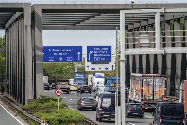 A3 motorway, Oberhausen-West motorway junction, A42 slip road, Oberhausen, North Rhine-Westphalia, Germany, Europe