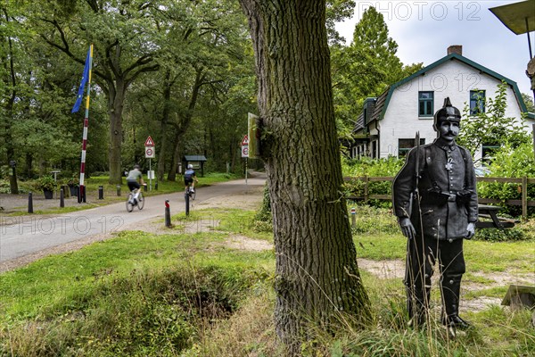 The so-called Green Border, at the former border crossing Grenzweg near Straelen-Kastanienburg and NL Velden, between Germany and the Netherlands, adventure trail for children, the Smugglers' Trail, North Rhine-Westphalia, Germany, Europe