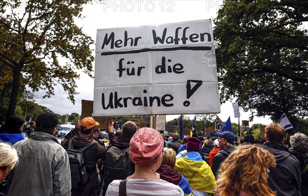 Ukrainians demand more weapons for Ukraine at the counter-demonstration Your peace is our death sentence, Berlin, 3 October 2024, Berlin, Berlin, Germany, Europe