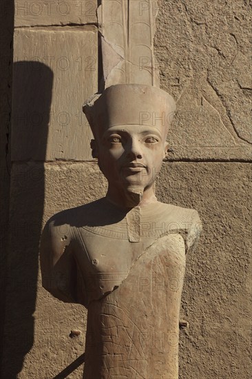 Luxor, Karnak Temple, Statue of Amun Ra in the temple complex in Karnak, Africa, Upper Egypt, UNESCO World Heritage Site