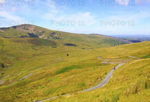 Upland landscape view to Moel Eilio mountain, Mount Snowdon, Gwynedd, Snowdonia, north Wales, UK