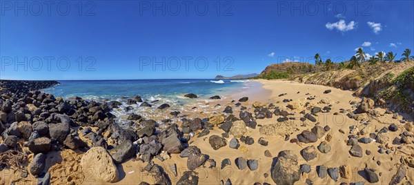 Landscape of the Kahe Point Beach Park, Hawaiian Island Oahu, O?ahu, Hawaii, Aloha State, United States, North America