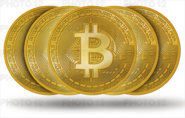 Bitcoin BTC coin with logo isolated on white background