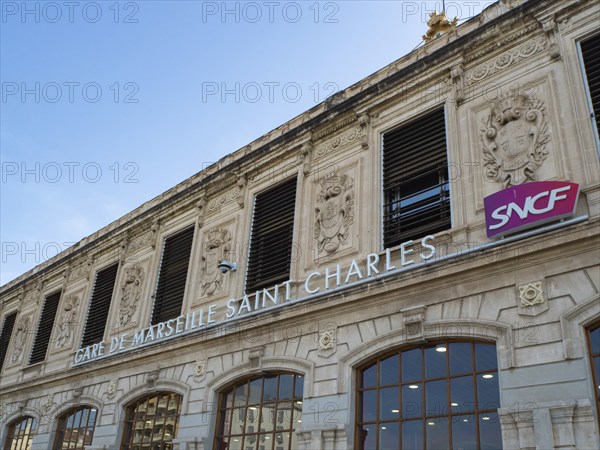 The historic main station Saint-Charles of Marseille, France, is a beautiful monument: Situation of the entrance facade, Europe