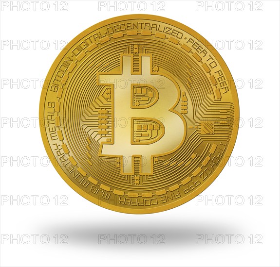 Bitcoin BTC coin with logo isolated on white background