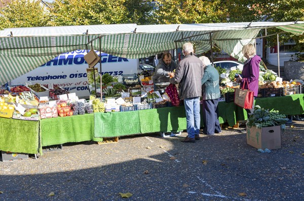 Greengrocer market stall, Framlingham, Suffolk, England, UK